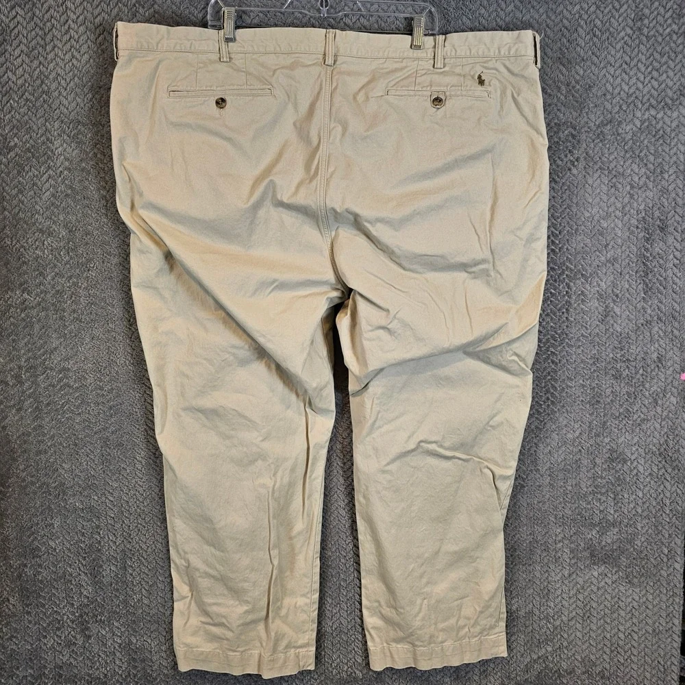 Polo Ralph Lauren Mens Classic Khaki Chino Pants Tan Cotton Twill Flat Front 50‎